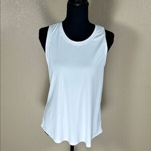 Gradual White Scoop Neck Athletic Tank Top Size Medium